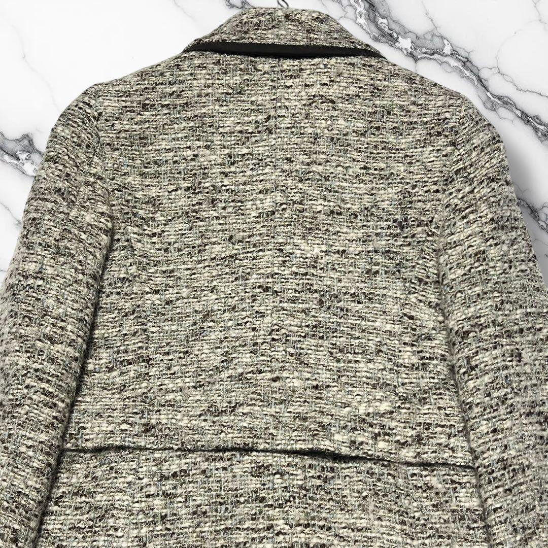 美麗品✨Max Mara STUDIO ツイード 比翼 ロングコート ベルト付き