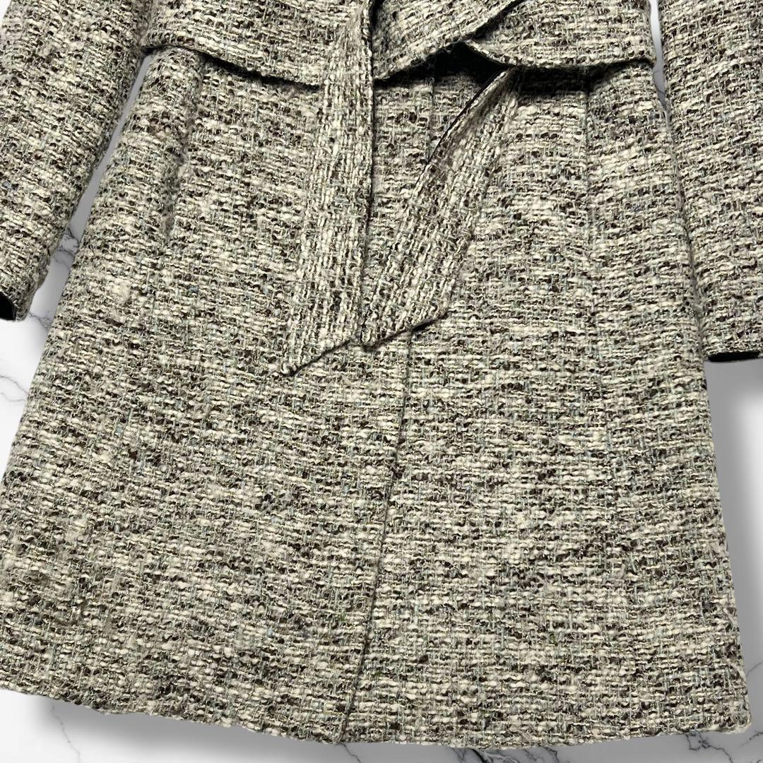美麗品✨Max Mara STUDIO ツイード 比翼 ロングコート ベルト付き