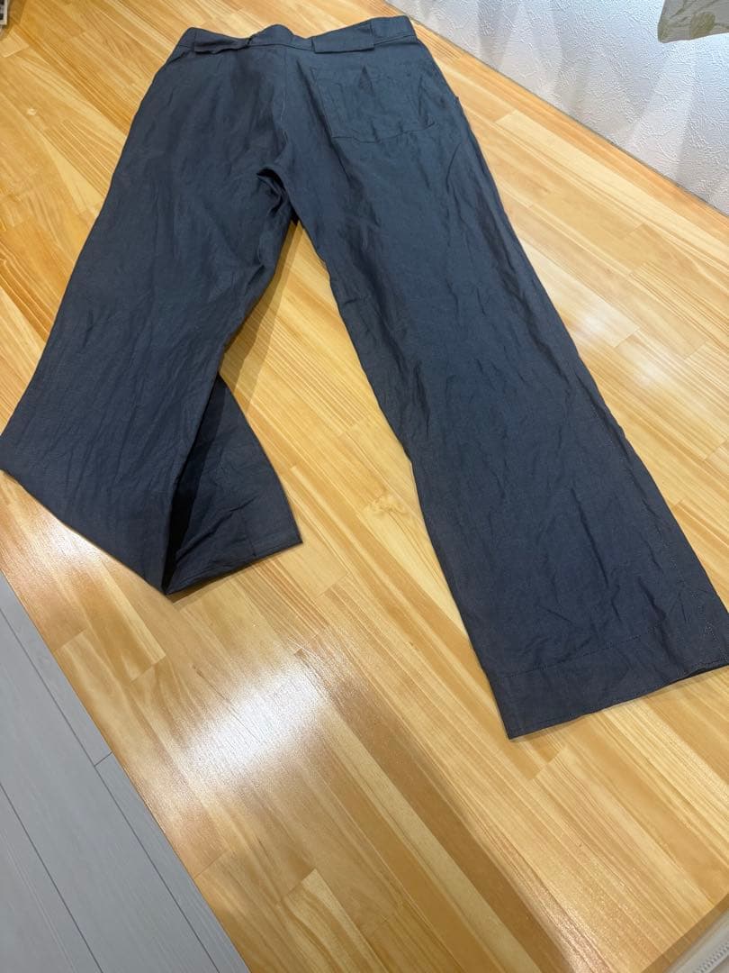90s YMC セットアップ UK製 リネン混 ネイビー L パンツ32インチ
