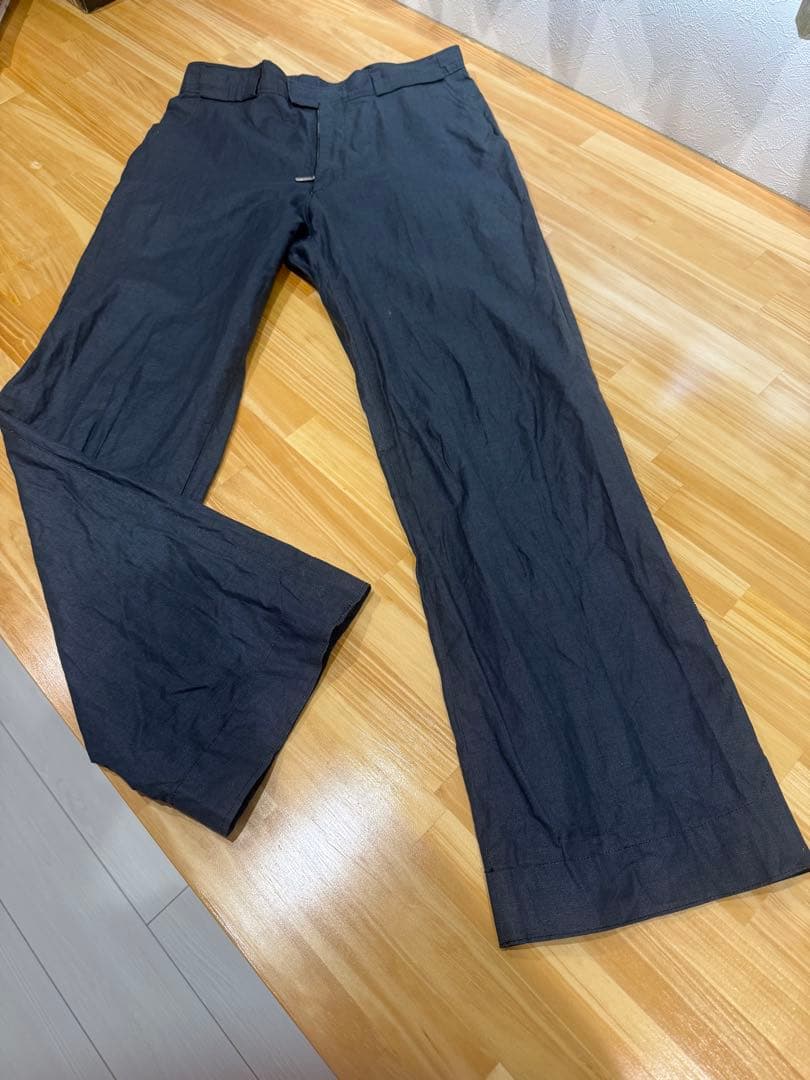 90s YMC セットアップ UK製 リネン混 ネイビー L パンツ32インチ