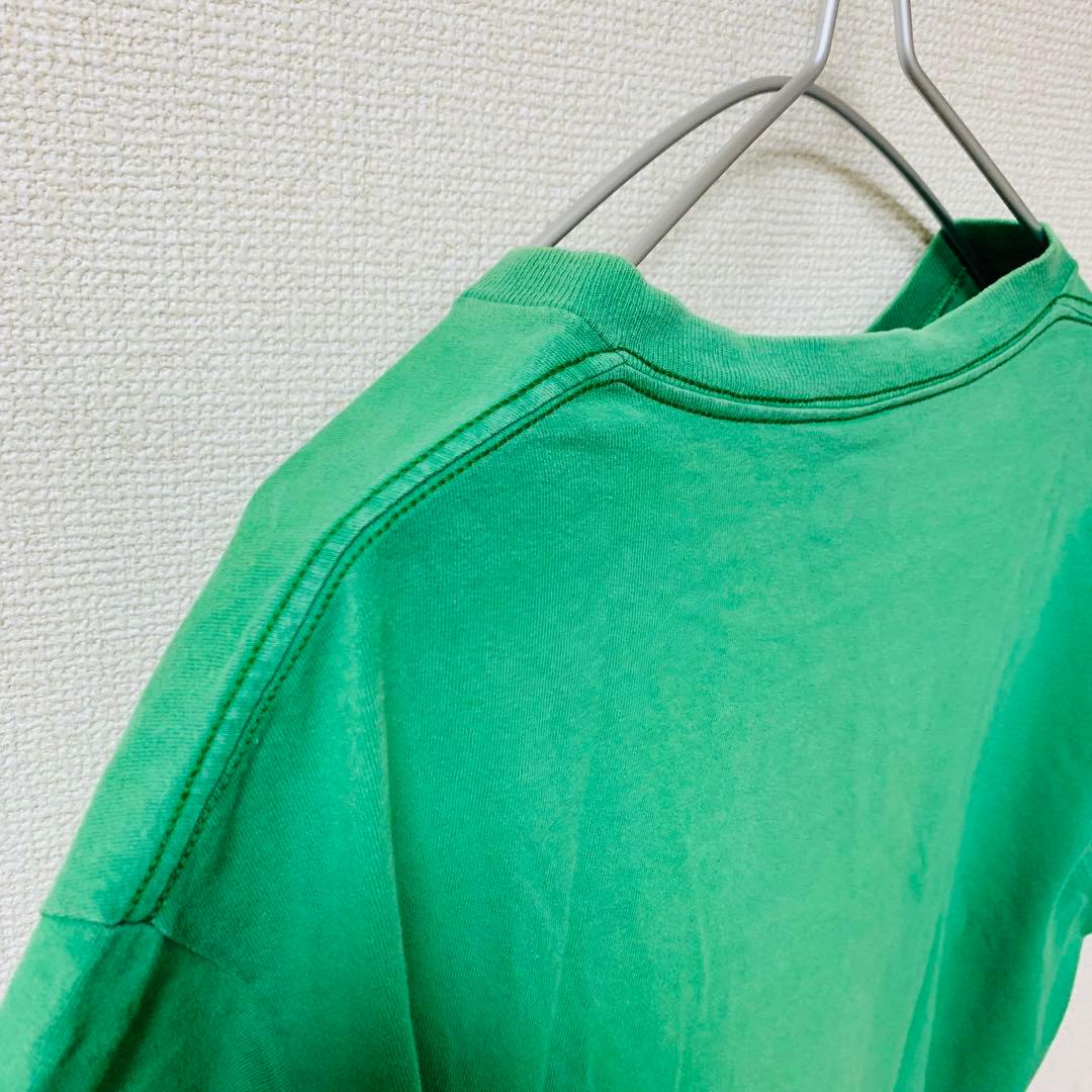 【USA製】OLD STUSSY Tシャツ　Apple パロディ　銀タグ 緑　M