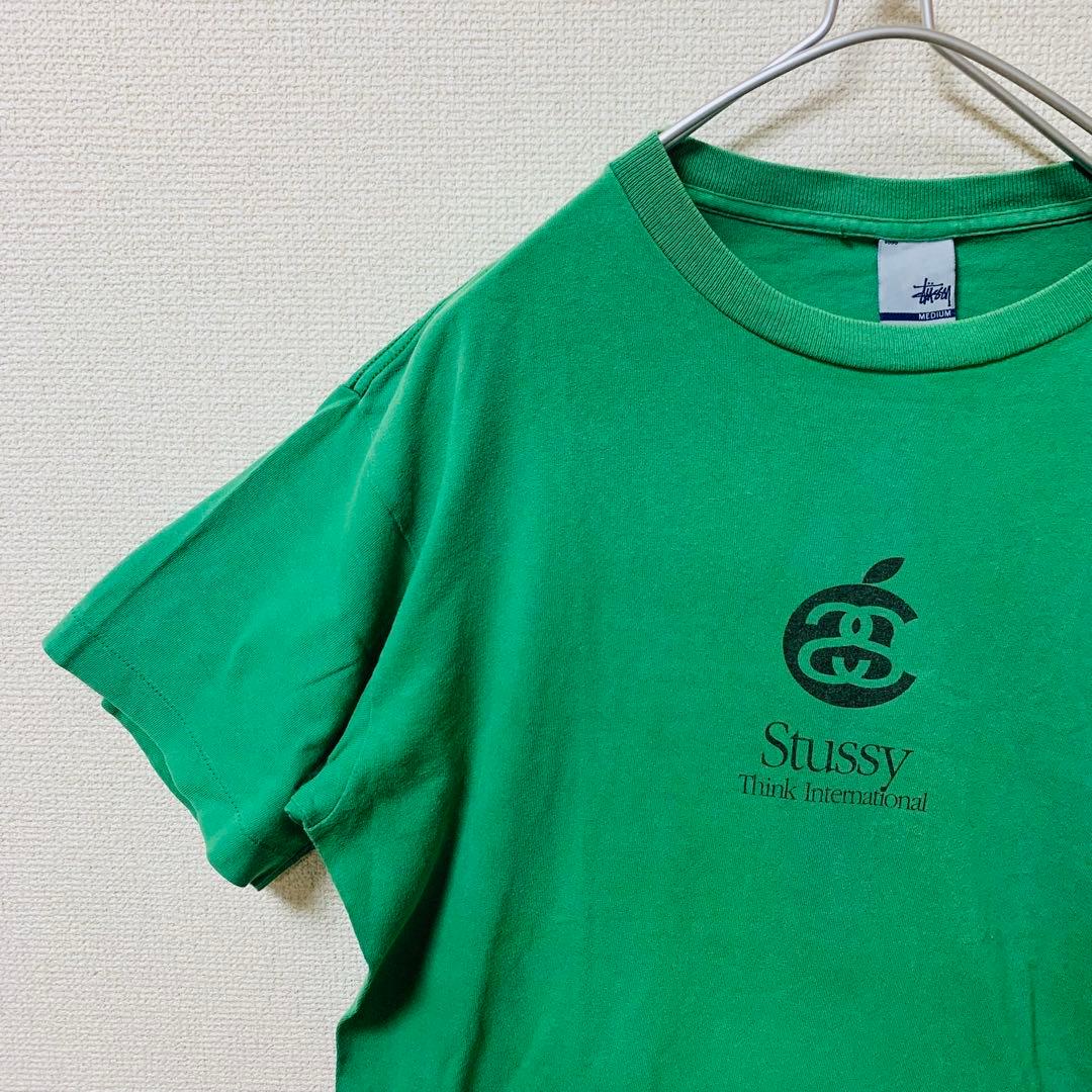 【USA製】OLD STUSSY Tシャツ　Apple パロディ　銀タグ 緑　M