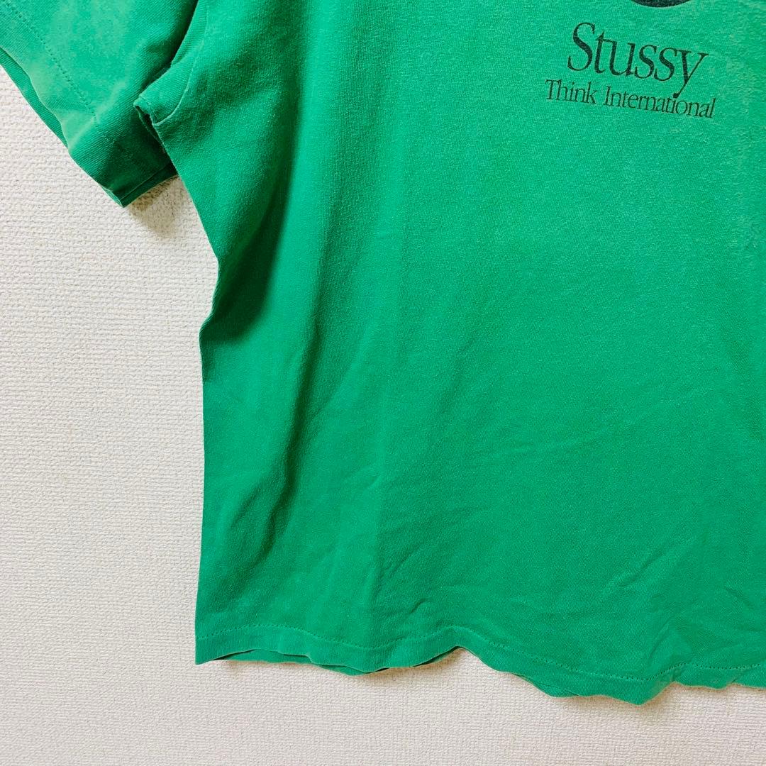【USA製】OLD STUSSY Tシャツ　Apple パロディ　銀タグ 緑　M