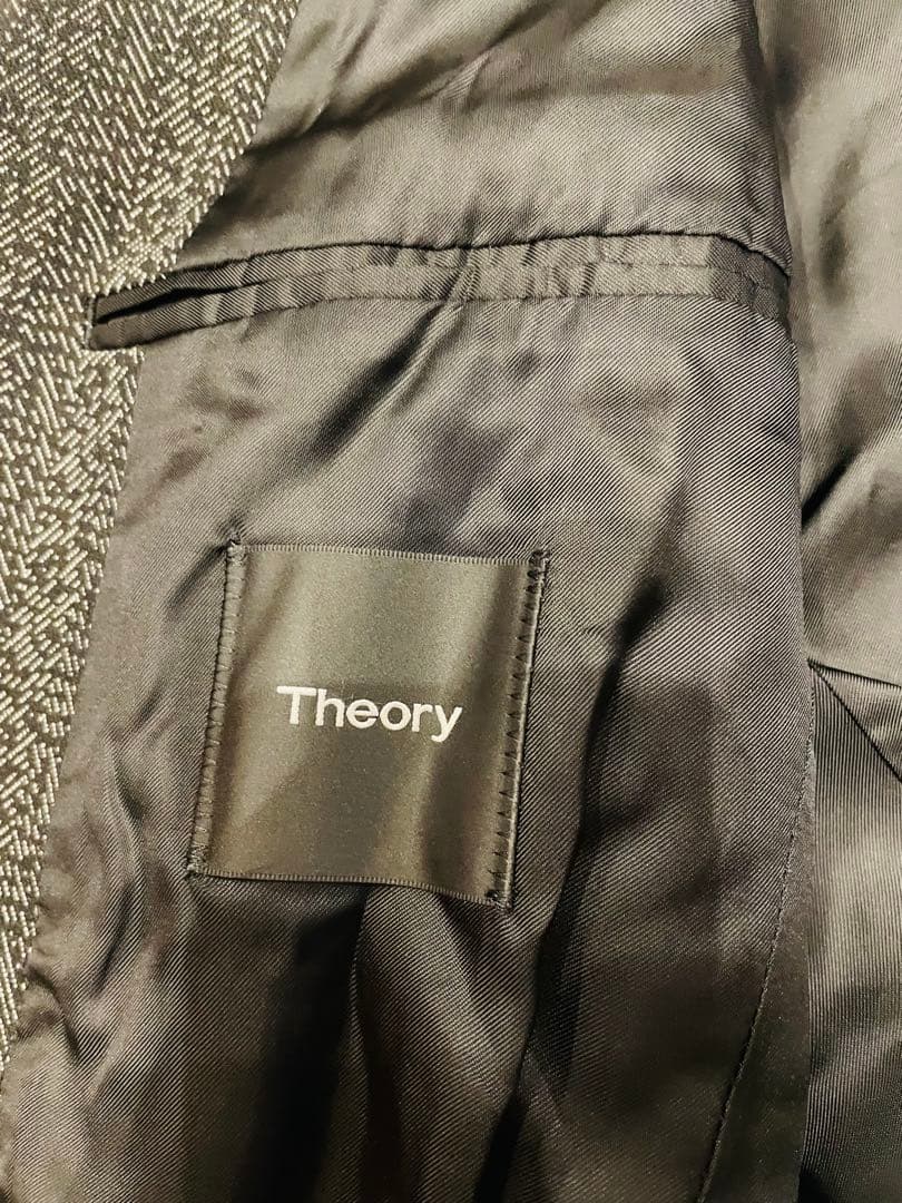 【美品】Theory テーラードジャケット L 大きいサイズ40 ヘリンボーン