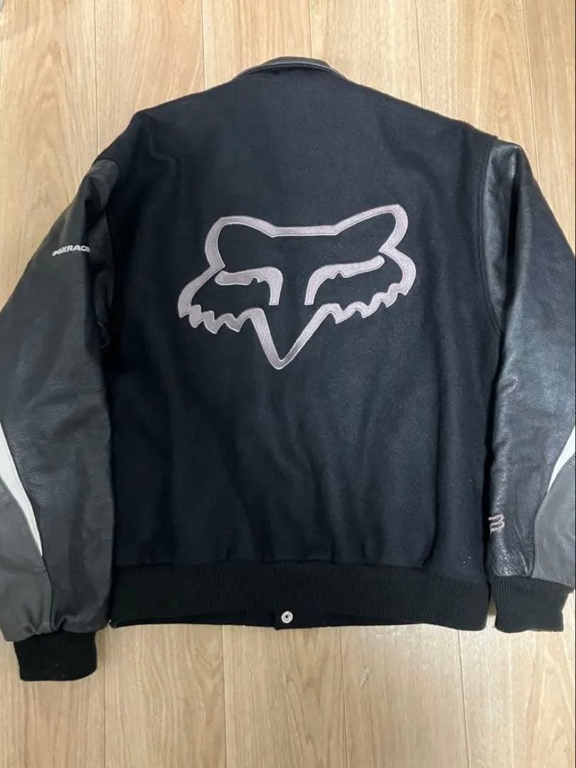 90s Fox leather versity jacket スタジャン