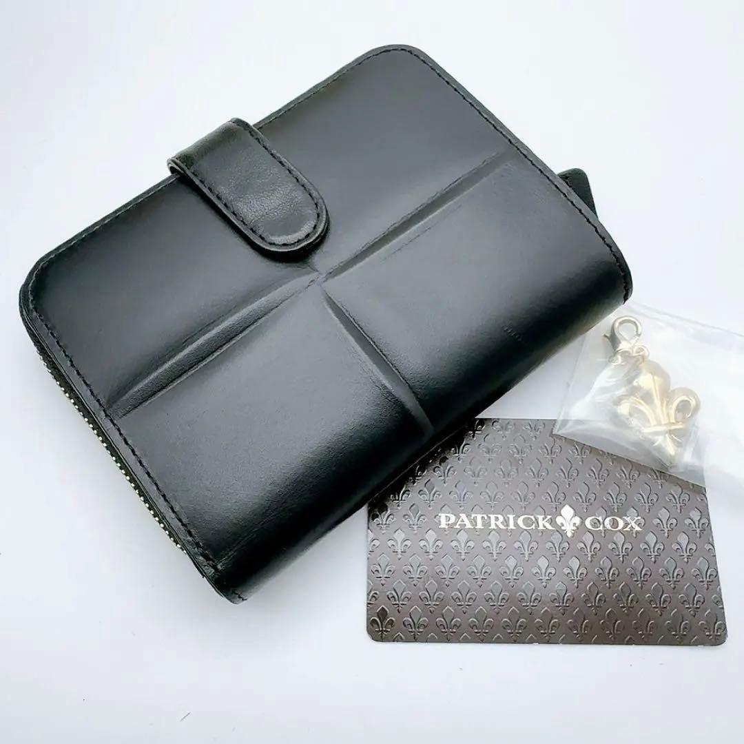 PATRICK COX 二つ折り財布 ラウンドジップ ブロックレザー 黒 新品