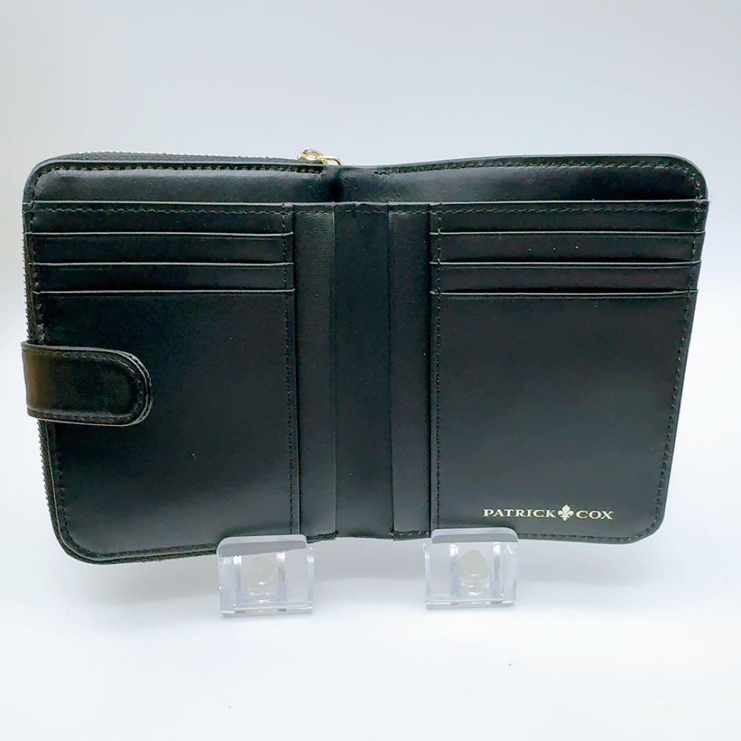 PATRICK COX 二つ折り財布 ラウンドジップ ブロックレザー 黒 新品