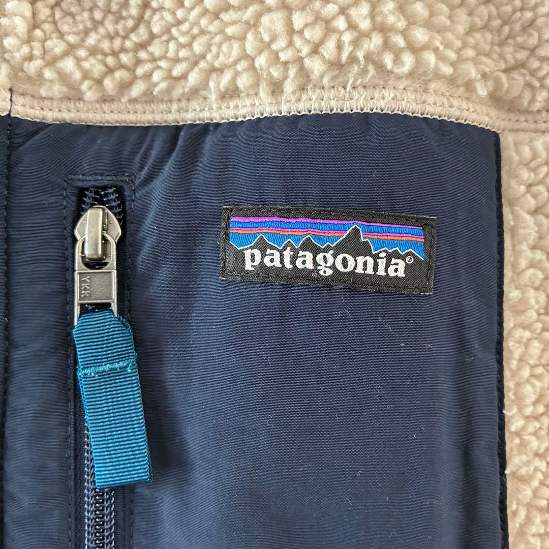 patagonia レトロxフリースベスト S ベージュ/ネイビー