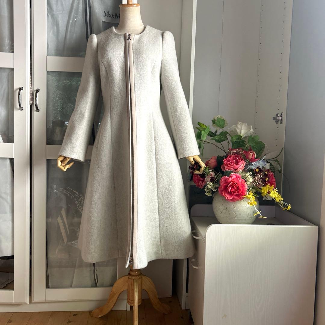 美品　エムズグレイシー　美しいシルエット　ロングコート/ノーカラージャケット