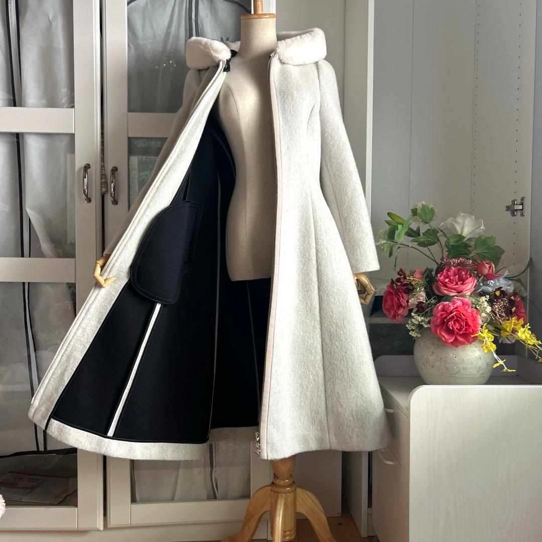 美品　エムズグレイシー　美しいシルエット　ロングコート/ノーカラージャケット
