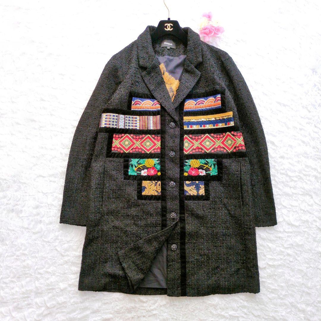Desigual　チロリアンツイードオーバーコート　XL　42　大きいサイズ