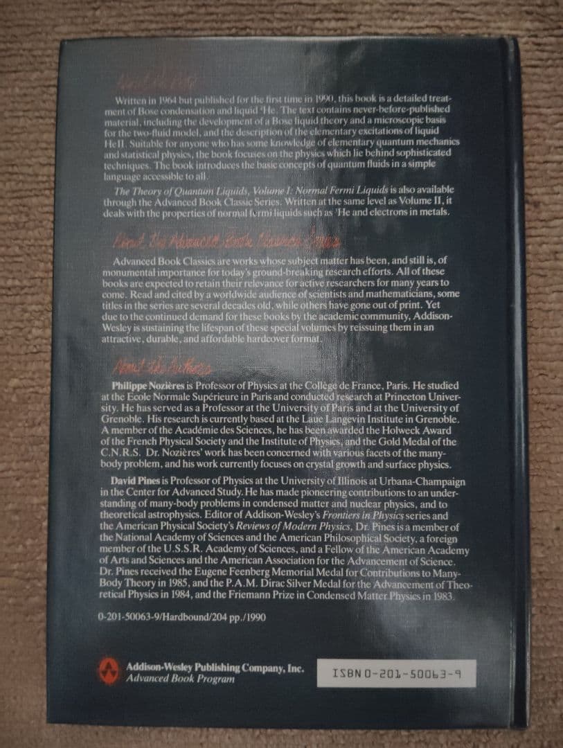 洋書 The Theory of Quantum Liquids Volume II