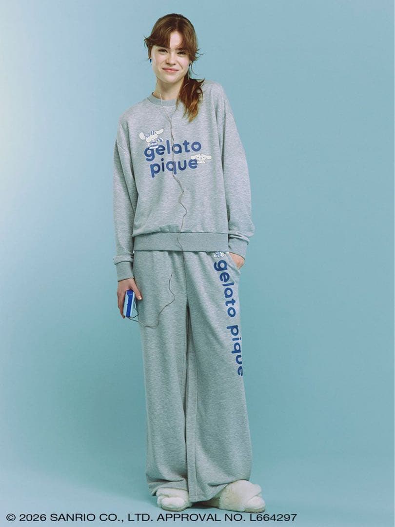ジェラートピケ 裏毛プルオーバー ロングパンツ シナモン サンリオ 上下セット