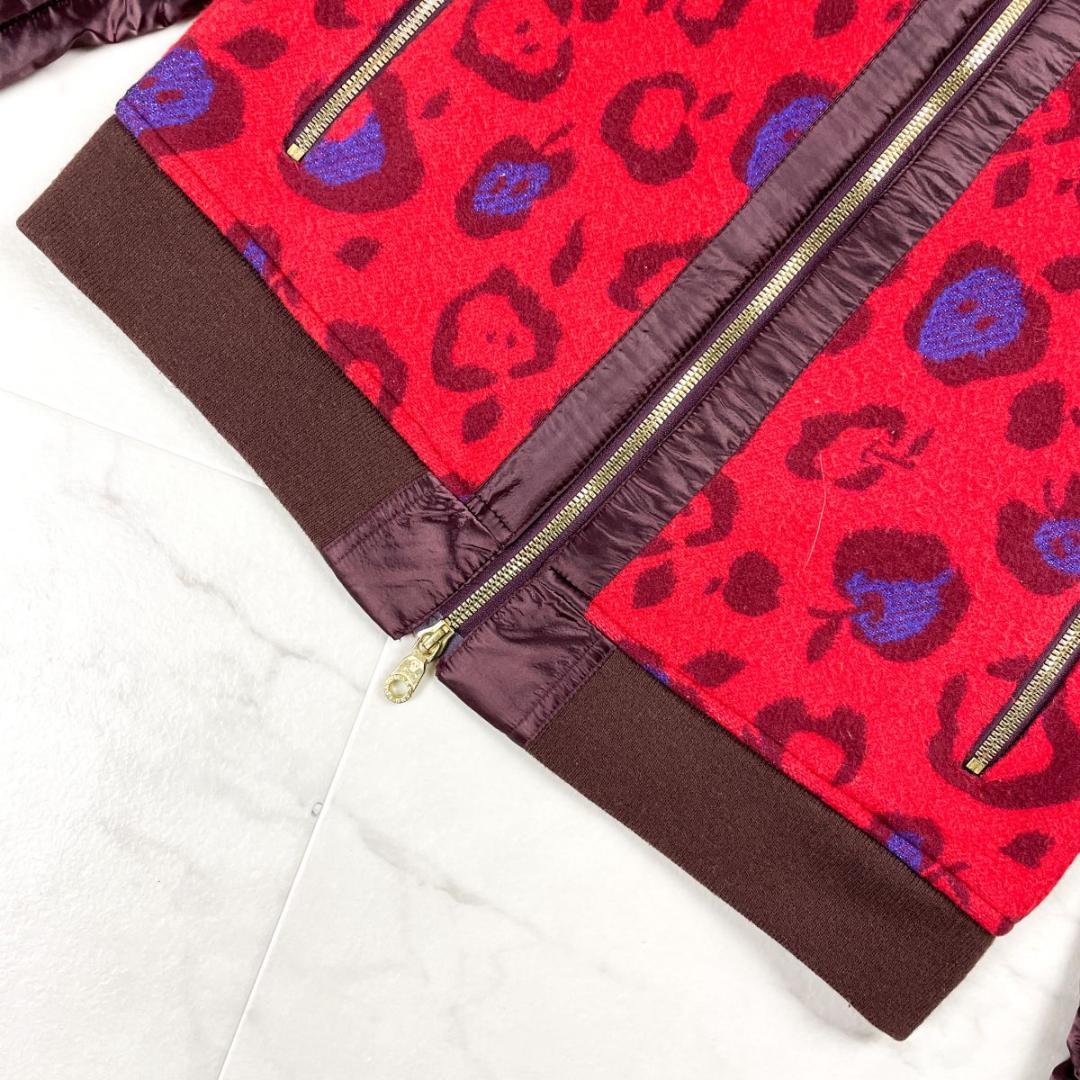 美品 MARK&LONA リンゴ柄中綿ブルゾン レッド サイズL*CD39