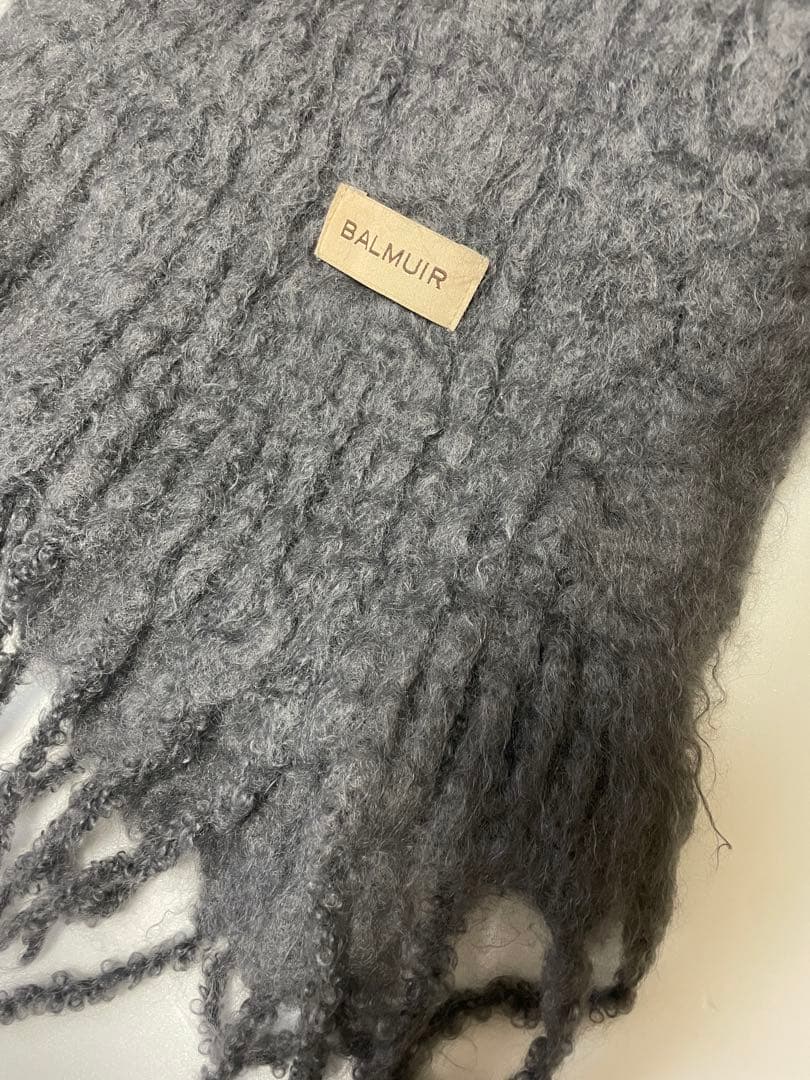 BALMUIR グレー フリンジ付きマフラー