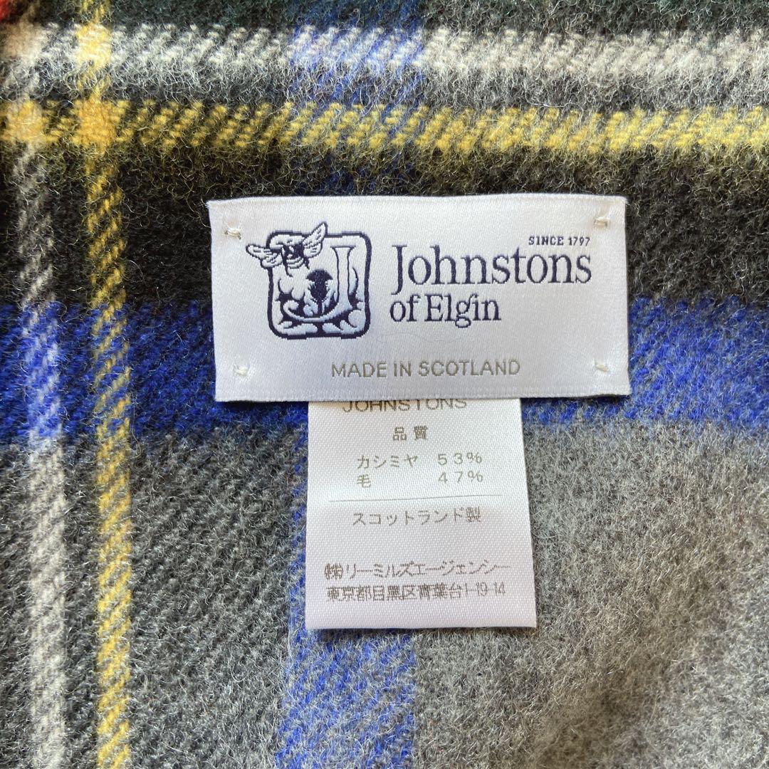 美品　ジョンストンズ　カシミヤ大判ストール　グレースチュワート　チェック