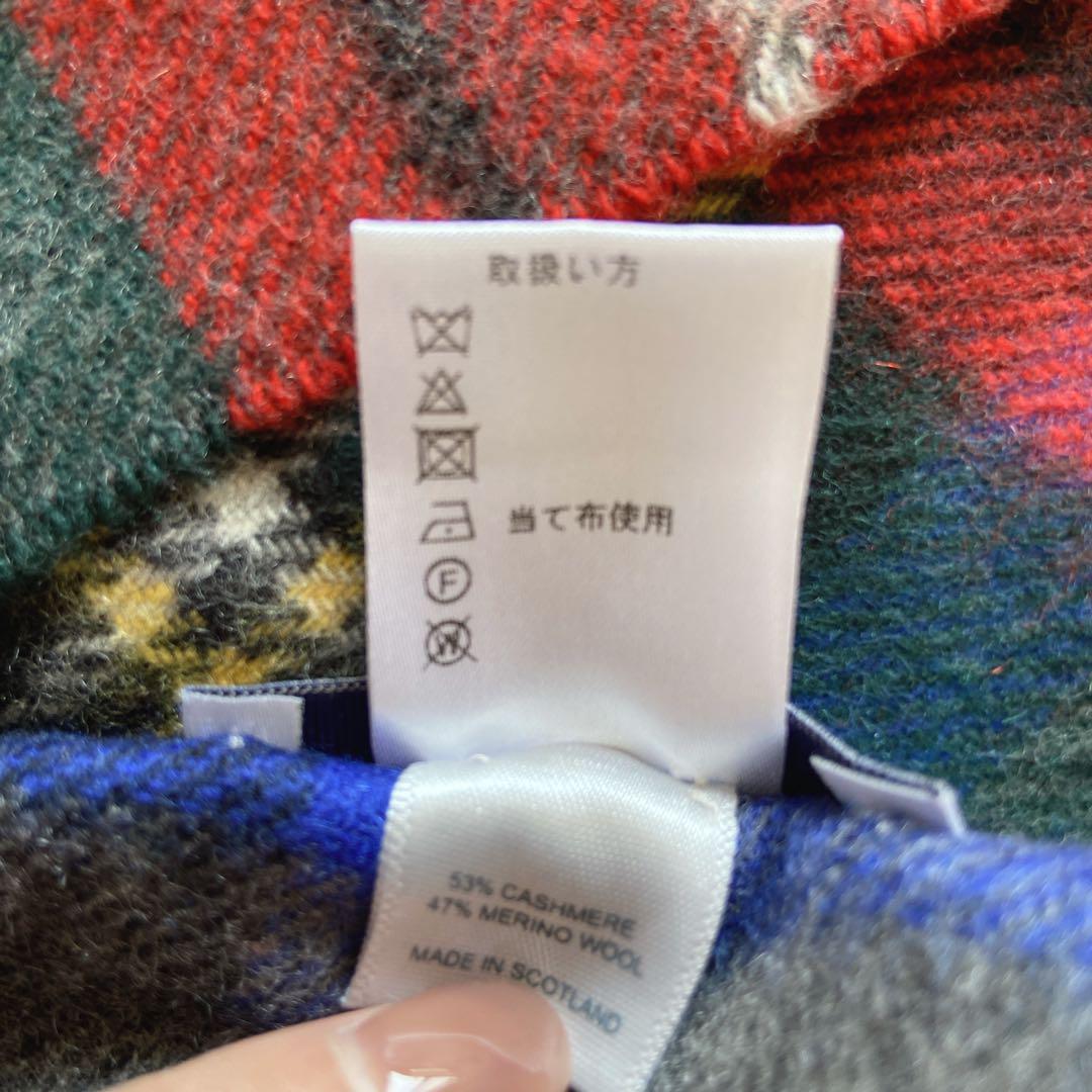 美品　ジョンストンズ　カシミヤ大判ストール　グレースチュワート　チェック