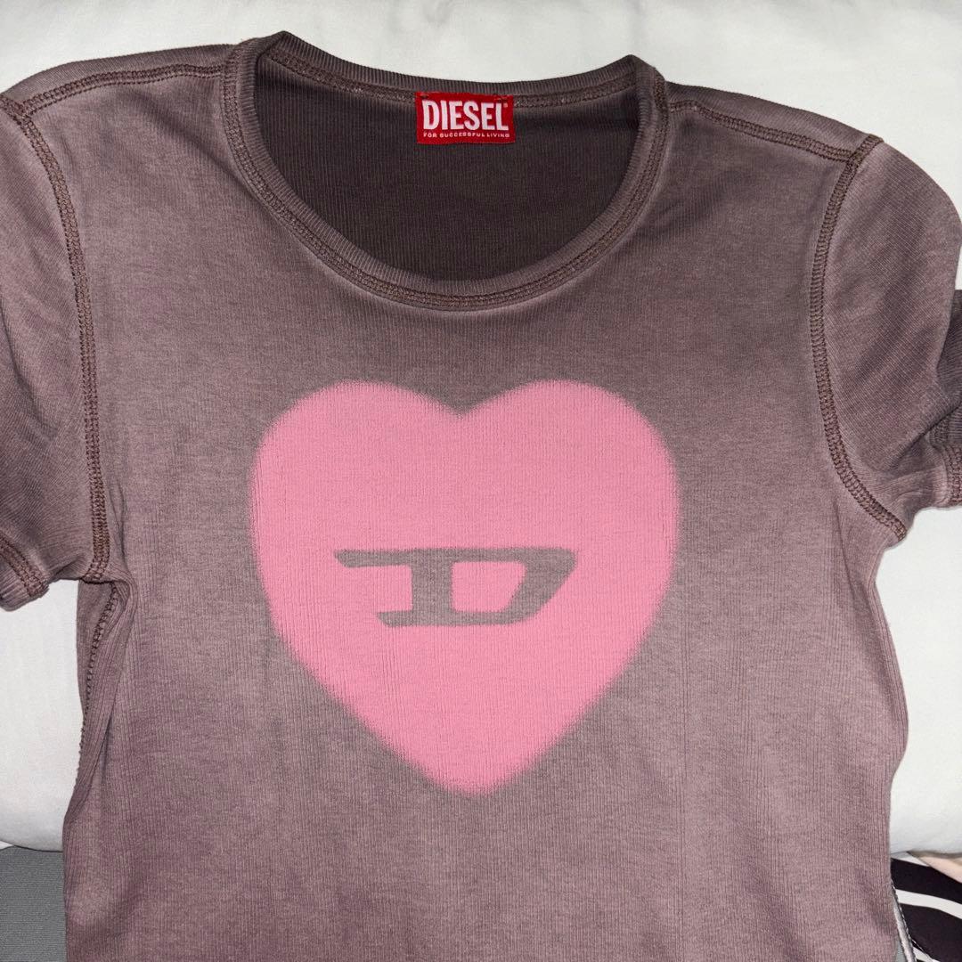 DIESEL ハートプリントTシャツ ブラウン 美品