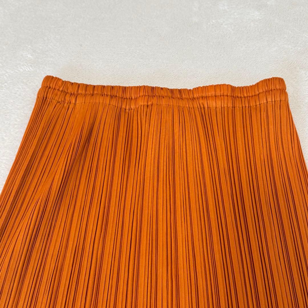 美品✨PLEATS PLEASE プリーツ　ロングスカート　オレンジ色　Lサイズ