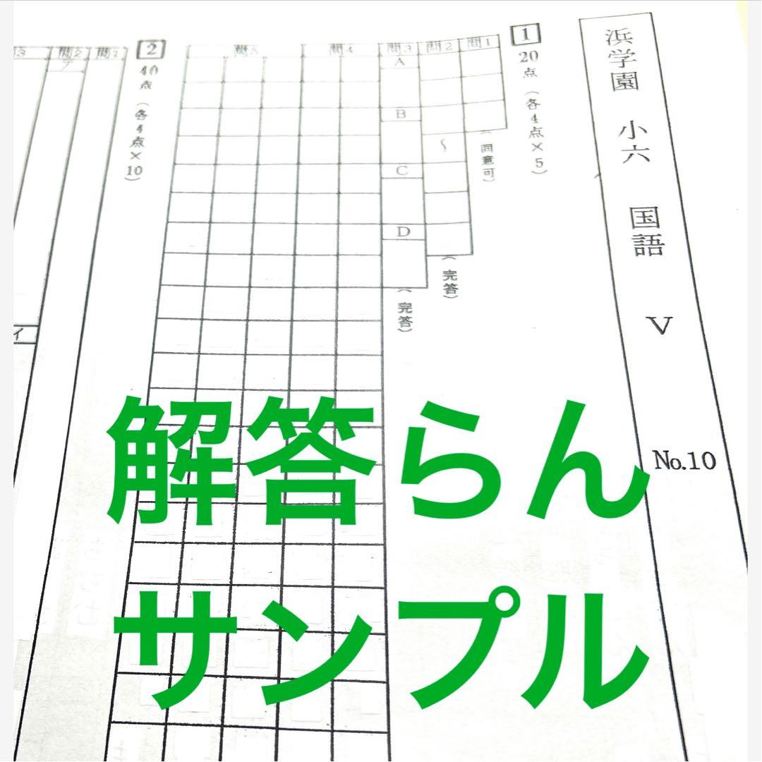 浜学園　小5 2025年度　Sクラス 復習テスト　解答、解答らんあり　4科目