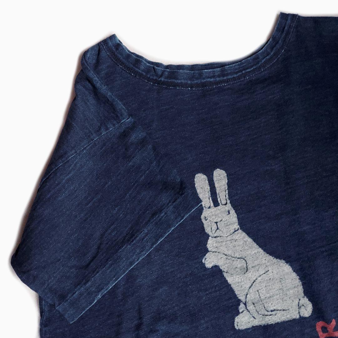 45R✨45rpm インディゴ 908 45星Tシャツ 藍染 うさぎプリント