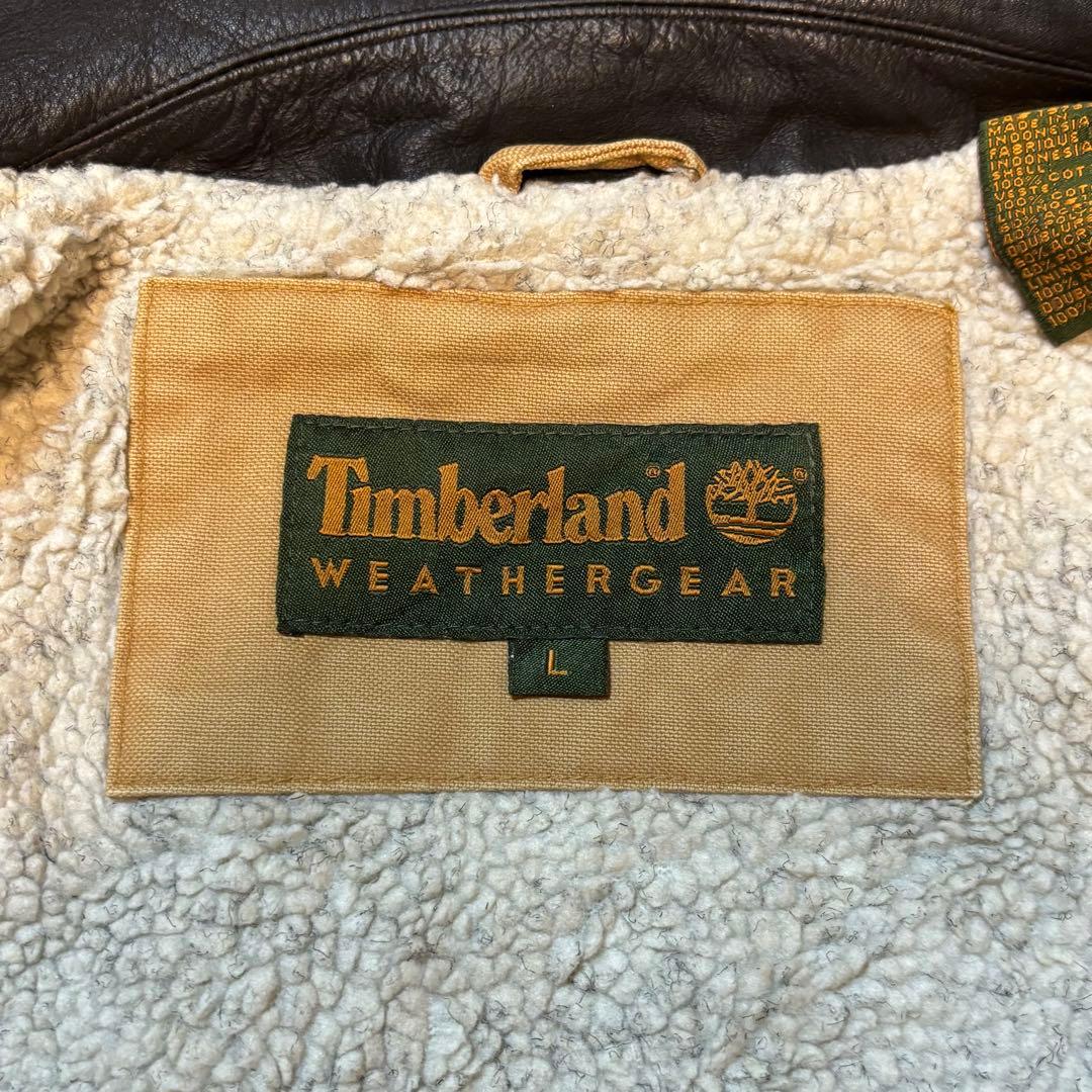 【極暖】90s オールド Timberland ワークジャケット レザー襟 ボア
