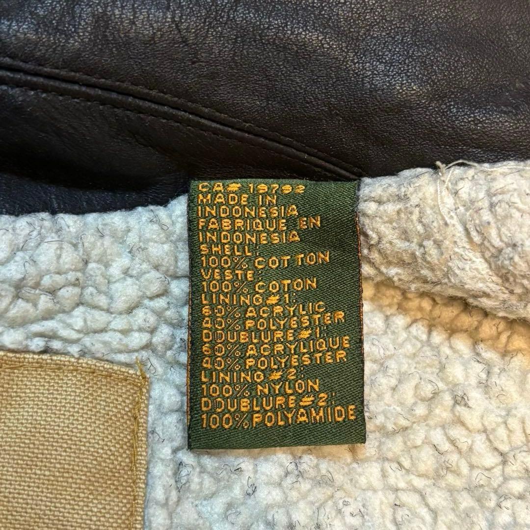 【極暖】90s オールド Timberland ワークジャケット レザー襟 ボア