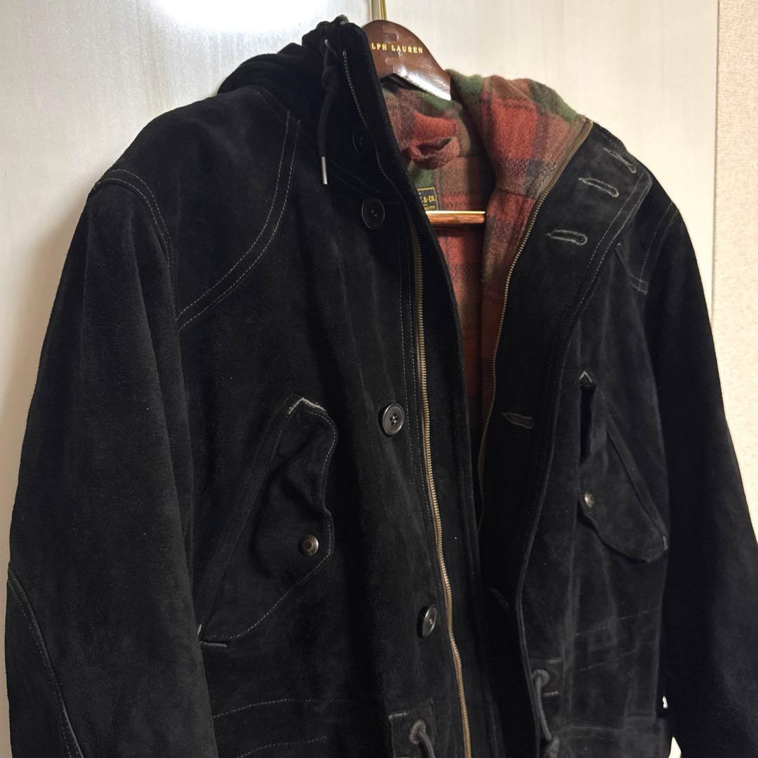 RRL ダブルアールエル　スエードレザーコート　ブラック　L
