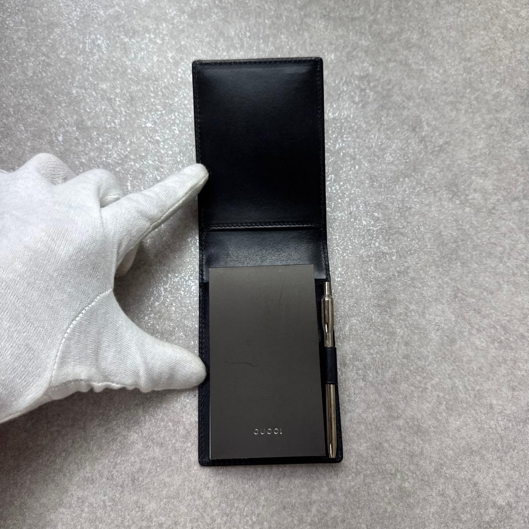 GUCCI グッチ レザー ブラック メモ帳ケース & メモ帳 シリアル刻印