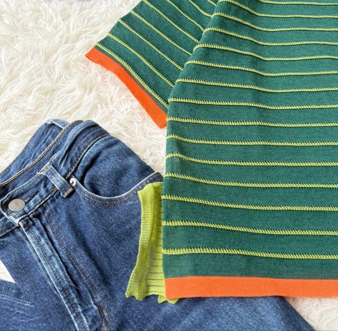 アルベロベロ 新品 ブローチ付き リネン混　Tシャツ カットソー トップス M
