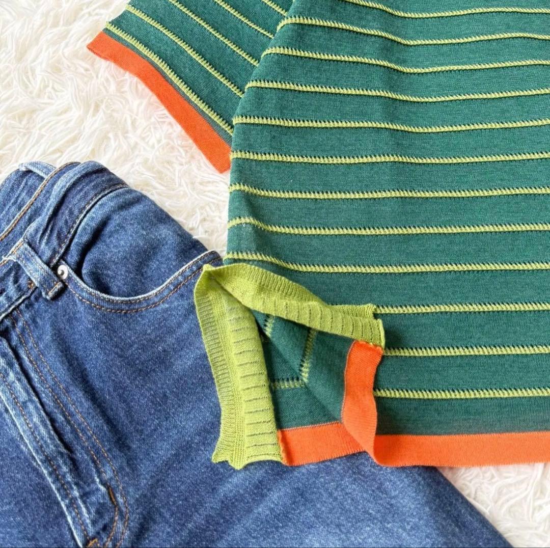 アルベロベロ 新品 ブローチ付き リネン混　Tシャツ カットソー トップス M