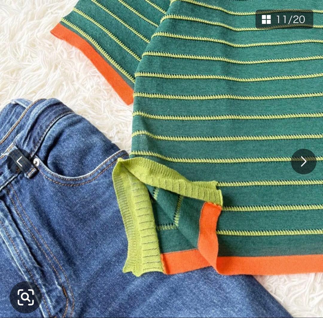 アルベロベロ 新品 ブローチ付き リネン混　Tシャツ カットソー トップス M