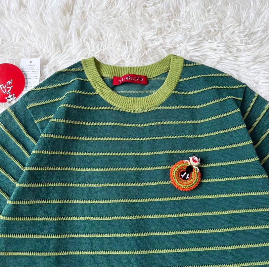 アルベロベロ 新品 ブローチ付き リネン混　Tシャツ カットソー トップス M