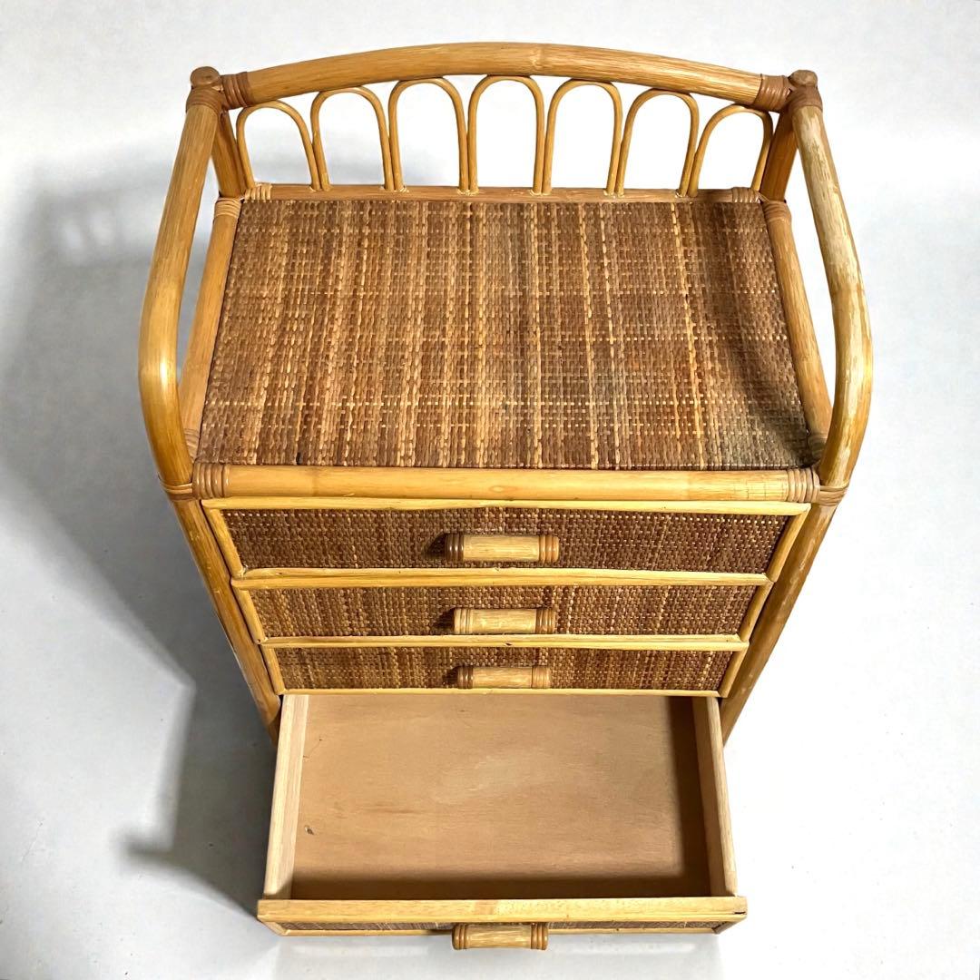 【良品】ラタン製 5段チェスト　籐家具 昭和レトロ