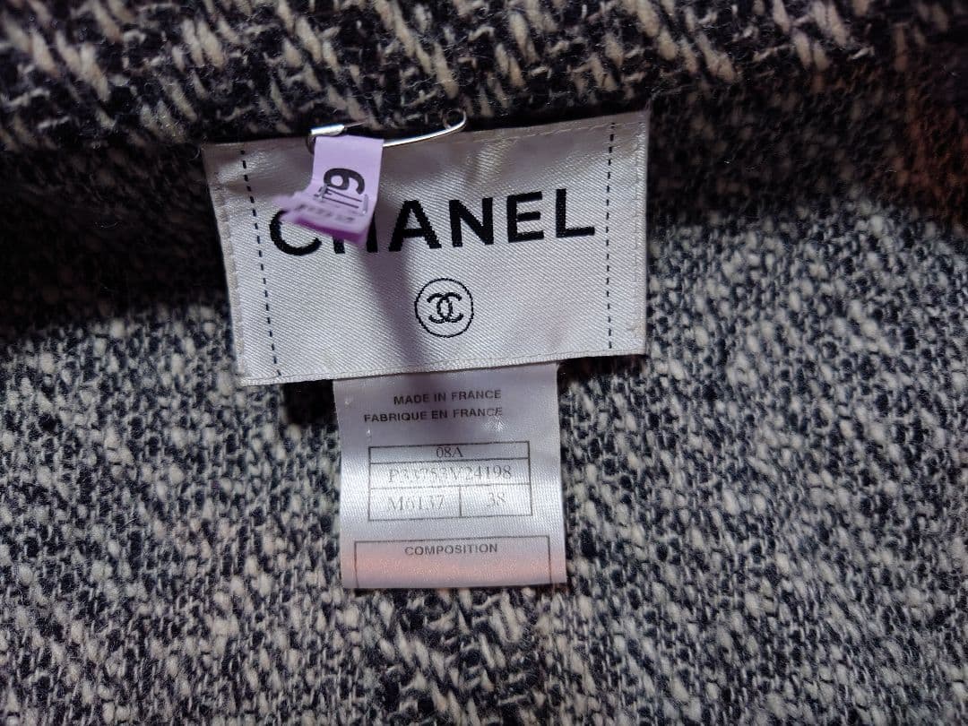 【CHANEL 】9号ツイード立て襟ジャケット