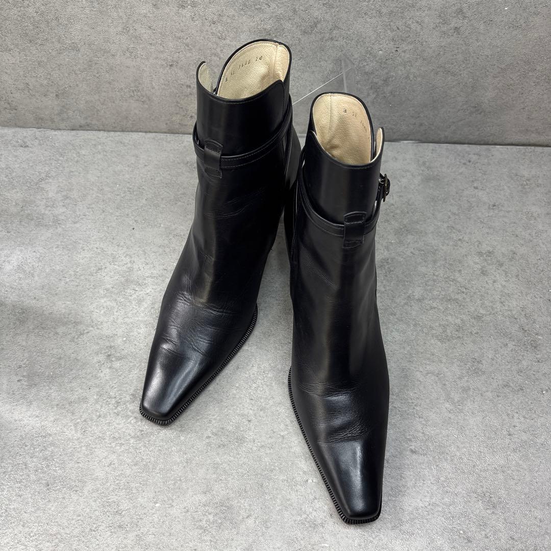 美品！REGAL ショートブーツ レザー ポインテッドトゥ 黒 ストラップ