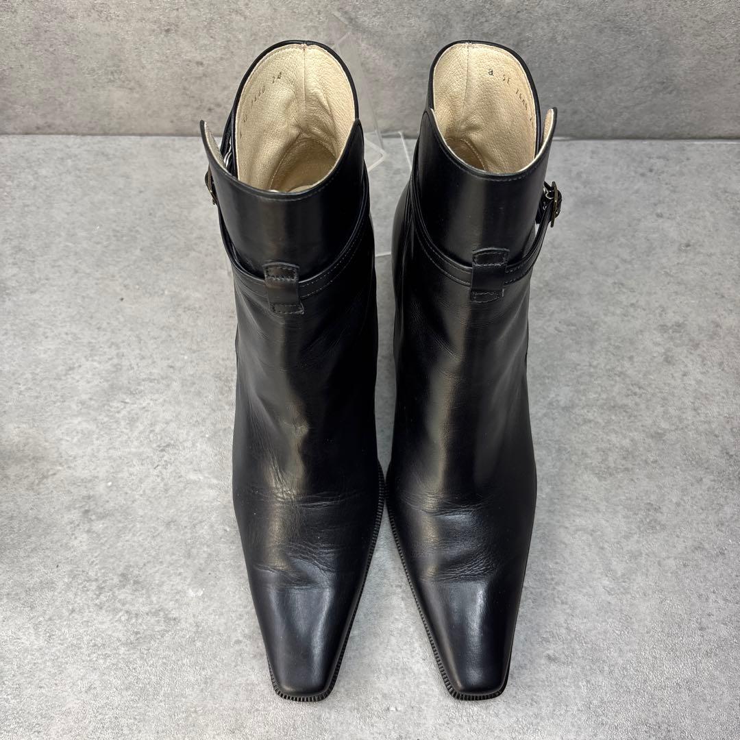 美品！REGAL ショートブーツ レザー ポインテッドトゥ 黒 ストラップ