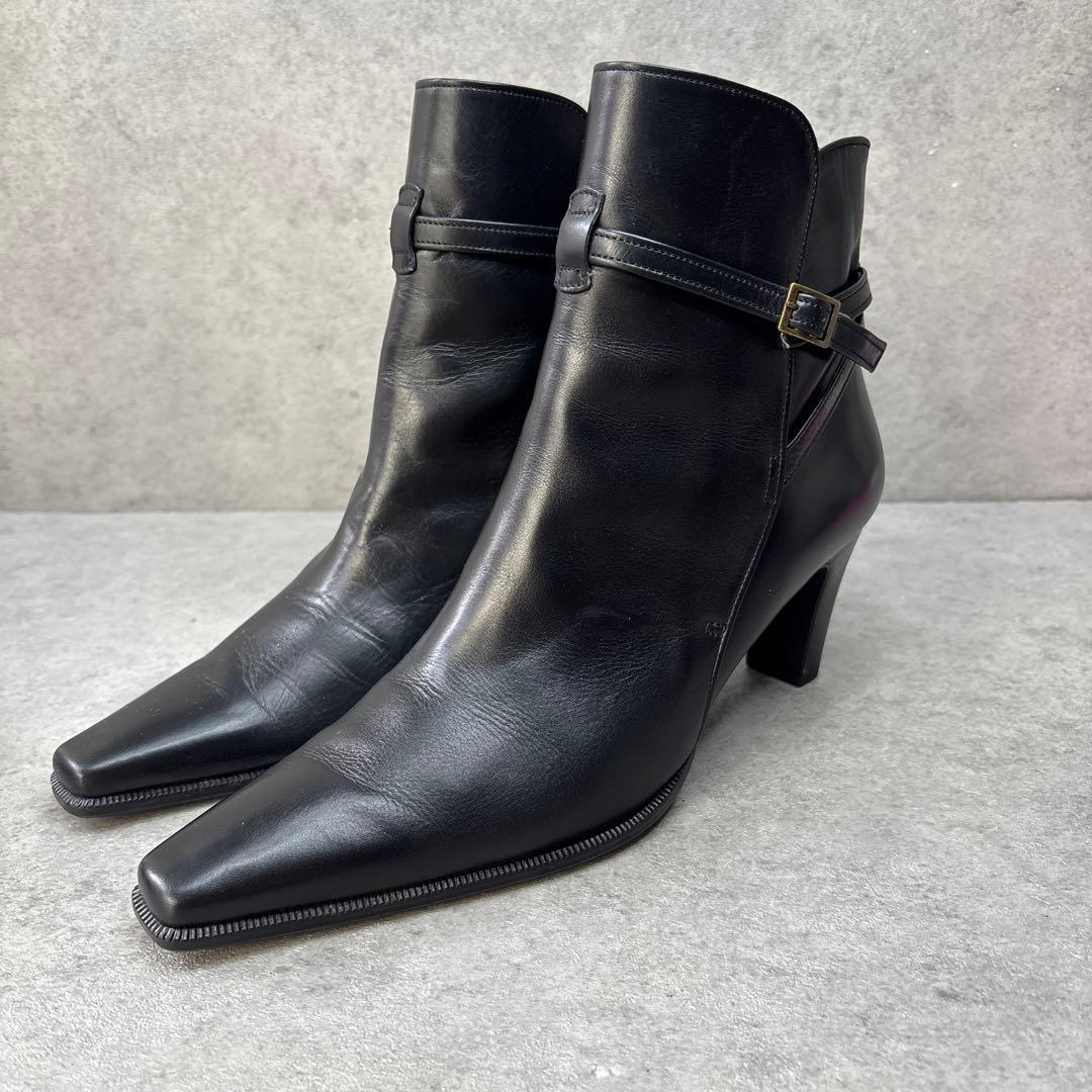 美品！REGAL ショートブーツ レザー ポインテッドトゥ 黒 ストラップ