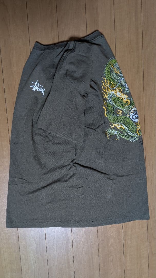 OLD Stussy 90' sドラゴンTシャツ オリーブMade in USA
