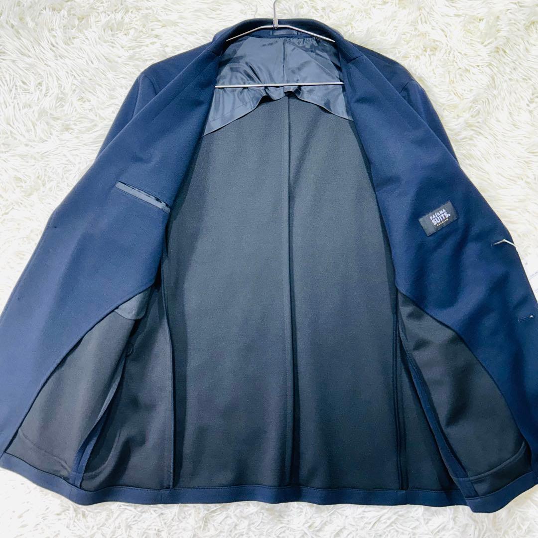 【未使用タグ付☆洗える】アオキ ストレッチジャージパジャマブレザー　ネイビー　L