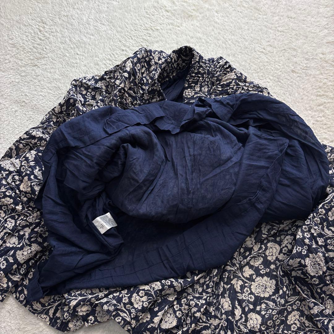 美品✨Soi-e ソワ　花柄コットンスカート　北欧暮らしの道具店　ネイビー