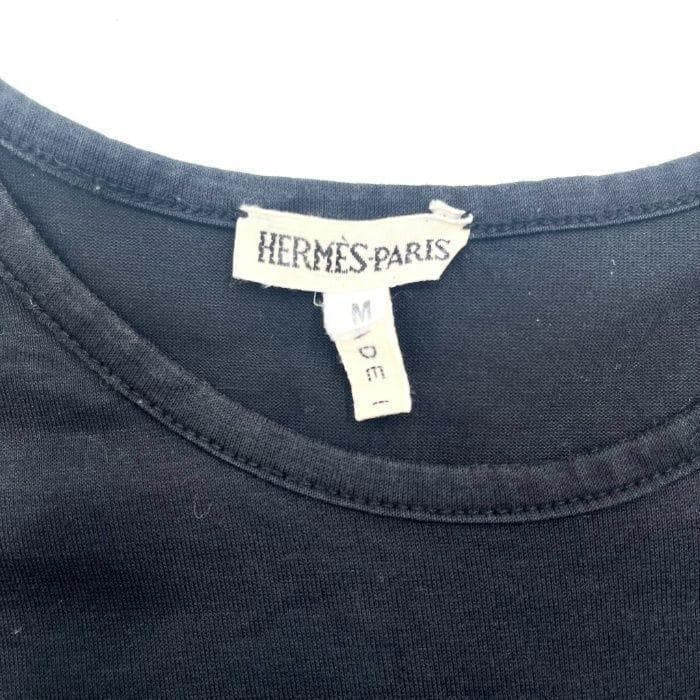 エルメス HERMES Tシャツ 馬車刺繍 半袖 薄手 カジュアル ブラック 黒