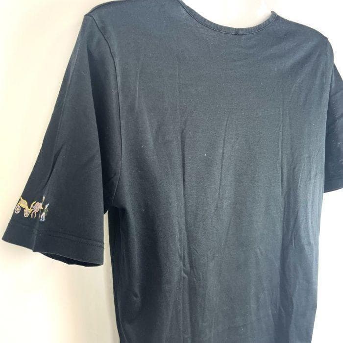 エルメス HERMES Tシャツ 馬車刺繍 半袖 薄手 カジュアル ブラック 黒