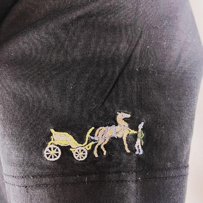 エルメス HERMES Tシャツ 馬車刺繍 半袖 薄手 カジュアル ブラック 黒