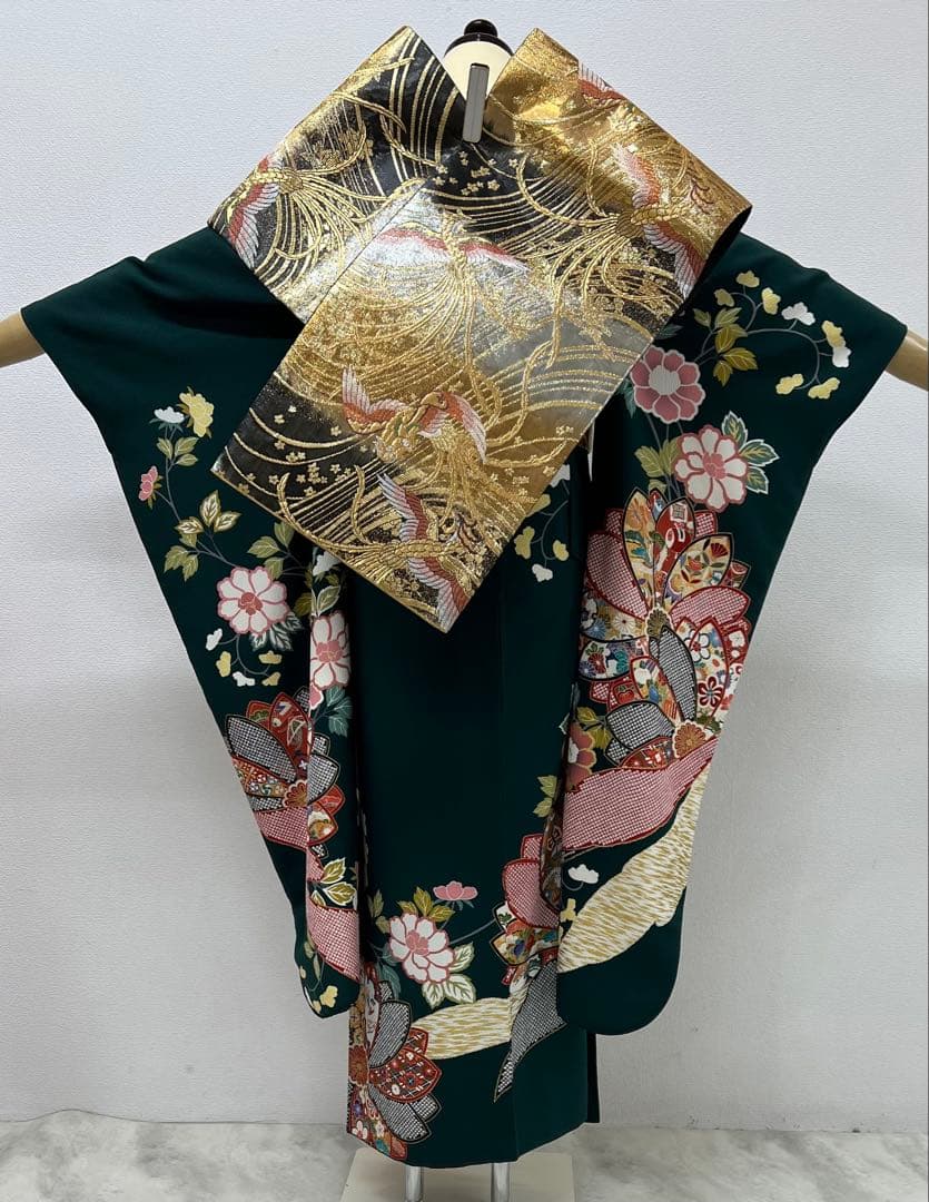 振り袖　フルセット　長襦袢付　成人式　金彩加工　刺繍入り　疋田柄855