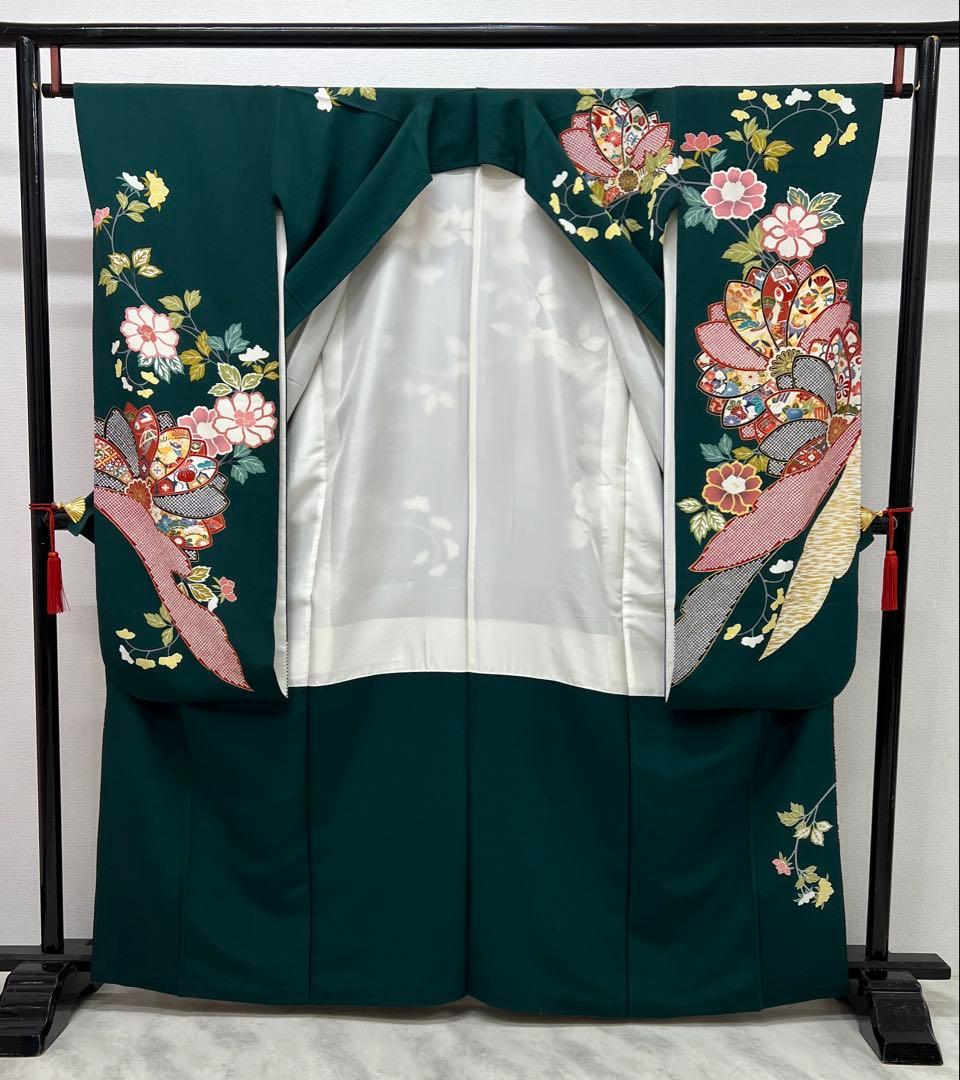 振り袖　フルセット　長襦袢付　成人式　金彩加工　刺繍入り　疋田柄855