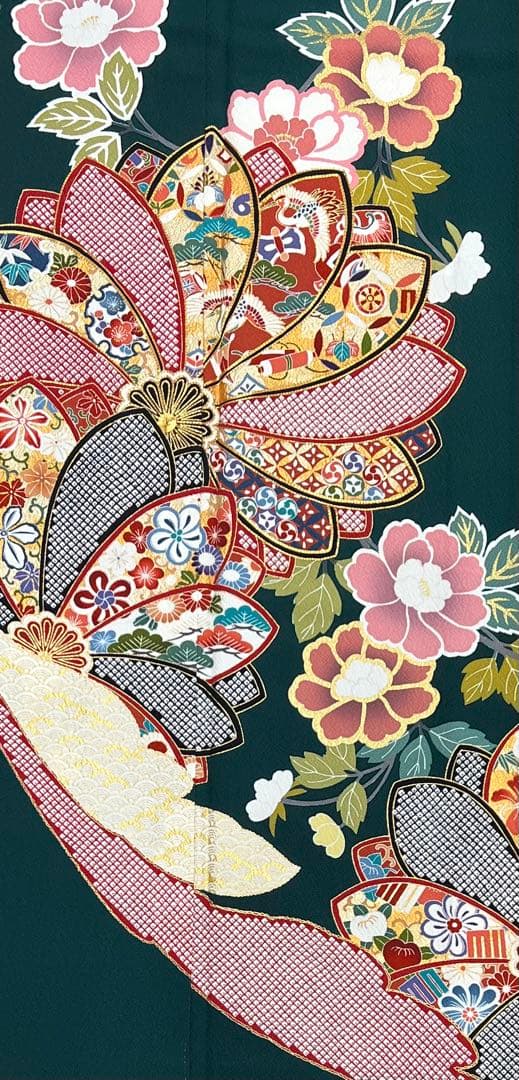 振り袖　フルセット　長襦袢付　成人式　金彩加工　刺繍入り　疋田柄855