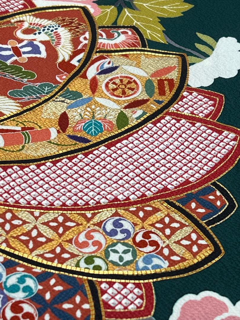 振り袖　フルセット　長襦袢付　成人式　金彩加工　刺繍入り　疋田柄855