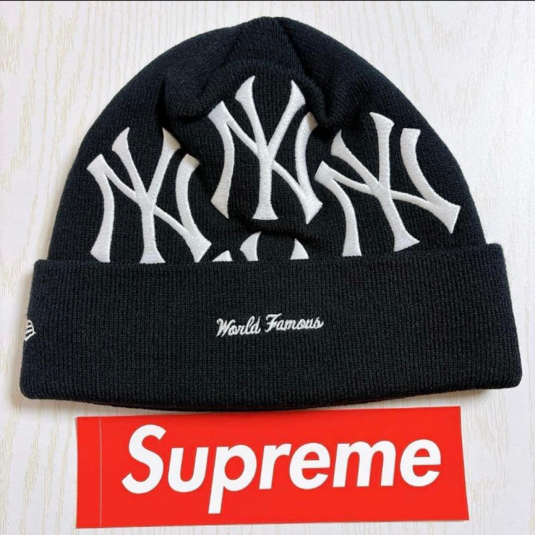Supreme NEW ERA Yankees ニット帽　ビーニー　ブラック