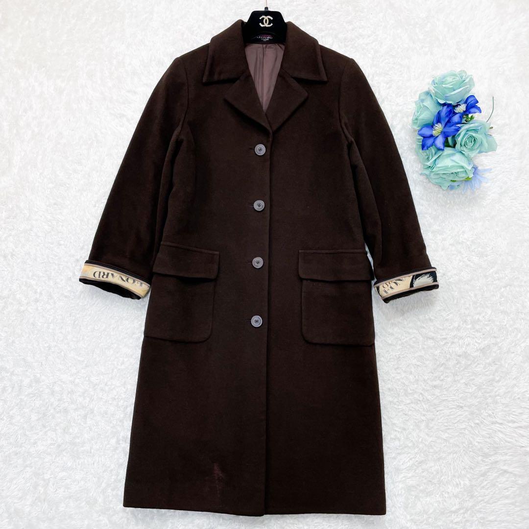 LEONARD レオナール カシミヤ アンゴラ チェスターコート ロングコート